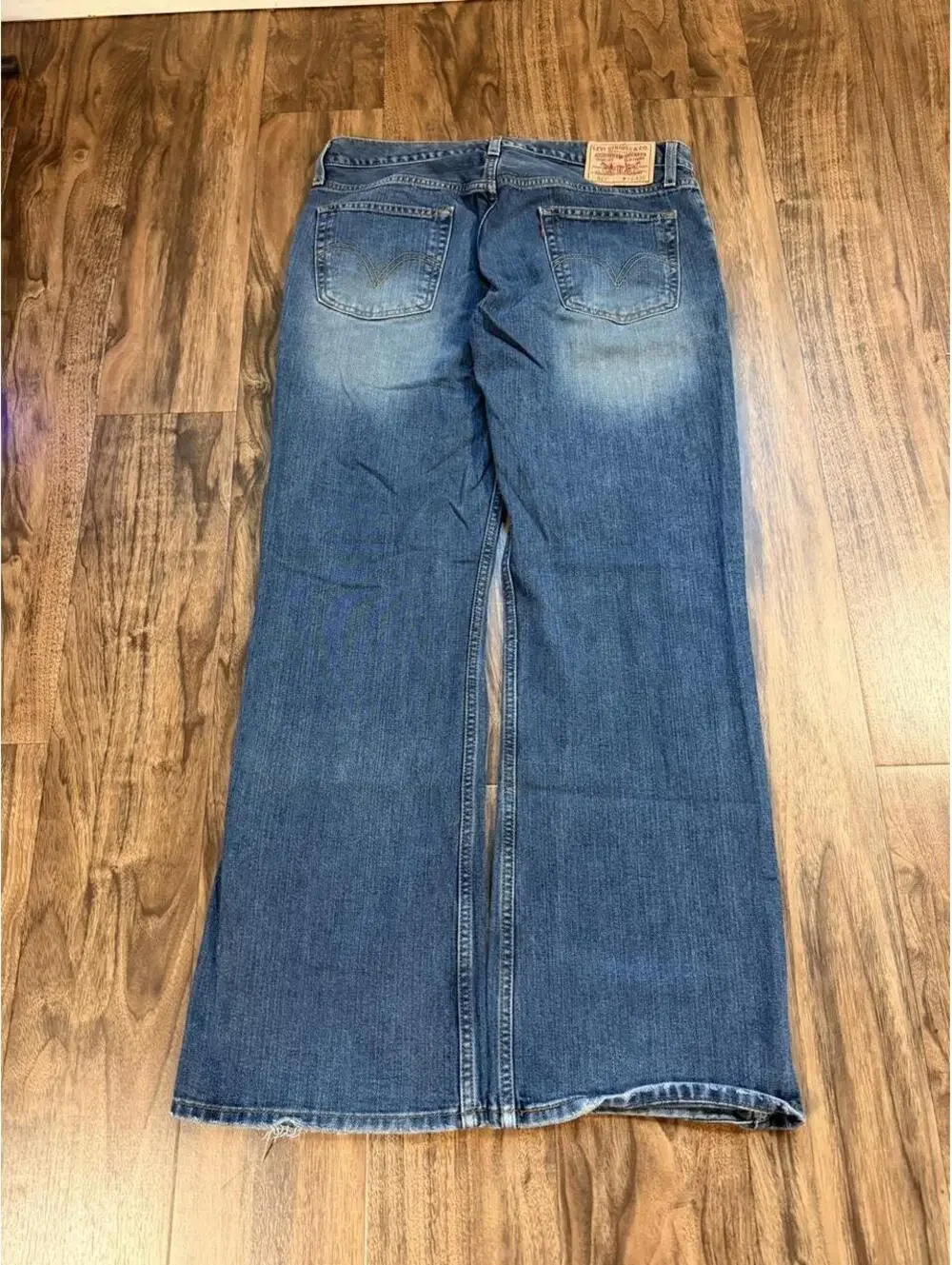 Vintage Levis 527 Baggy Low Rise Boot Cut Flare Distressed Jeans Size 34x30